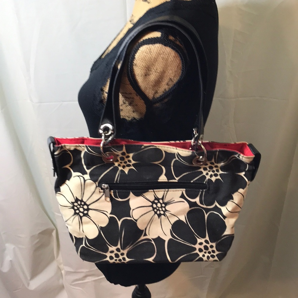Black/White Floral Print Bag